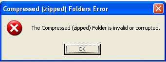invalid zip file error